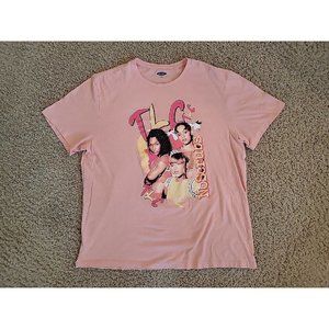TLC No Scrubs Womens XL T-Shirt Coral Pink Mens Unisex Old Navy 1990's Band EUC